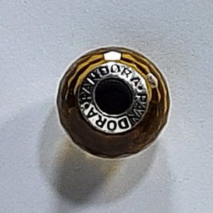 PANDORA MURANO GLASS CHARM BEAD GEM LIKE FACETS GOLDEN YELLOW